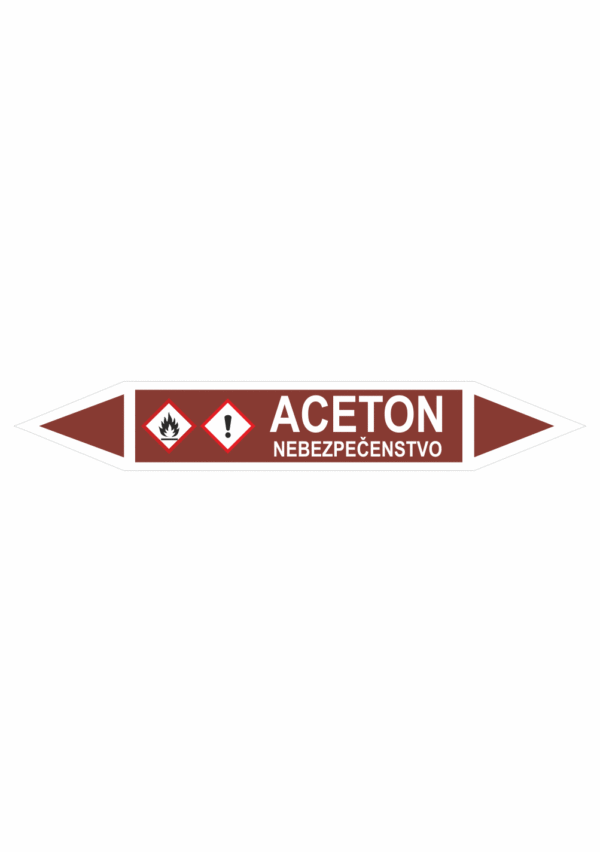 Značenie potrubí - Obojsmerné šípky se symboly: Aceton / Nebezpečenstvo