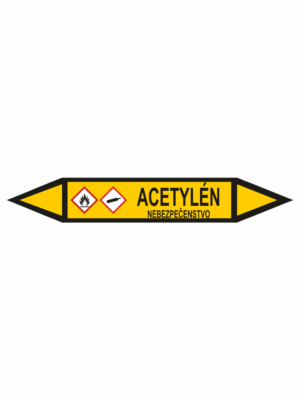 Značenie potrubí - Obojsmerné šípky se symboly: Acetylén / Nebezpečenstvo