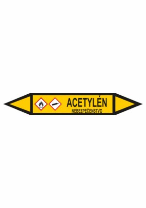 Značenie potrubí - Obojsmerné šípky se symboly: Acetylén / Nebezpečenstvo