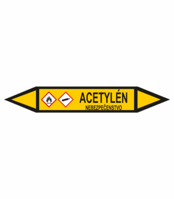 Značenie potrubí - Obojsmerné šípky se symboly: Acetylén / Nebezpečenstvo