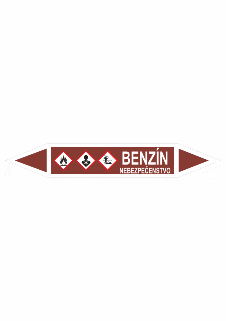 Značenie potrubí - Obojsmerné šípky se symboly: Benzín / Nebezpečenstvo