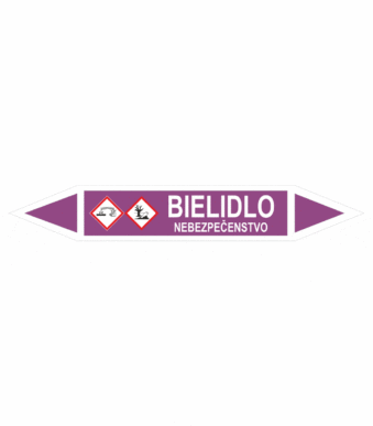 Značenie potrubí - Obojsmerné šípky se symboly: Bielidlo / Nebezpečenstvo