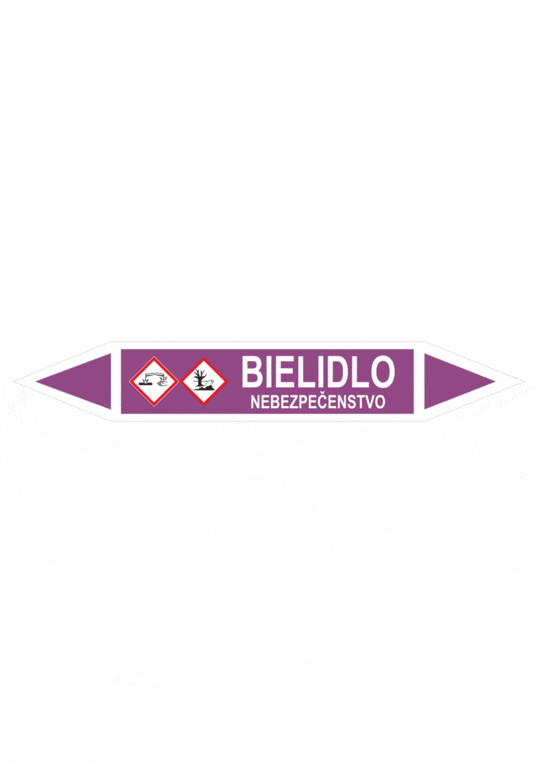 Značenie potrubí - Obojsmerné šípky se symboly: Bielidlo / Nebezpečenstvo