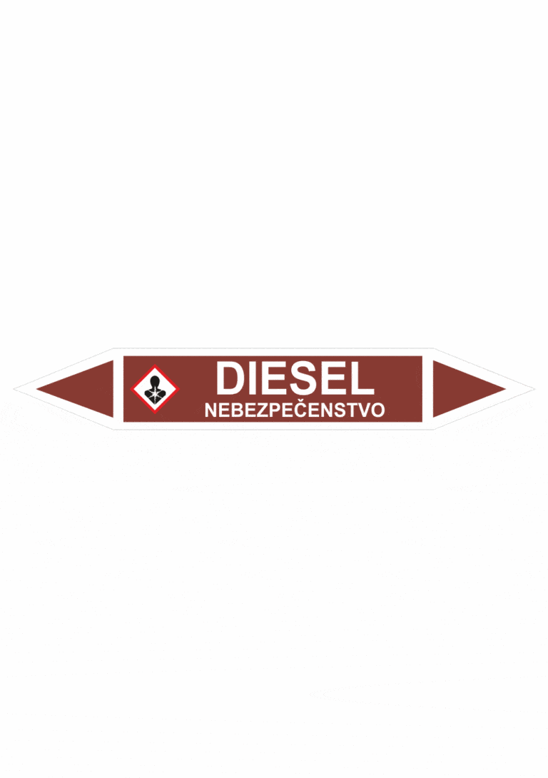 Značenie potrubí - Obojsmerné šípky se symboly: Diesel / Nebezpečenstvo