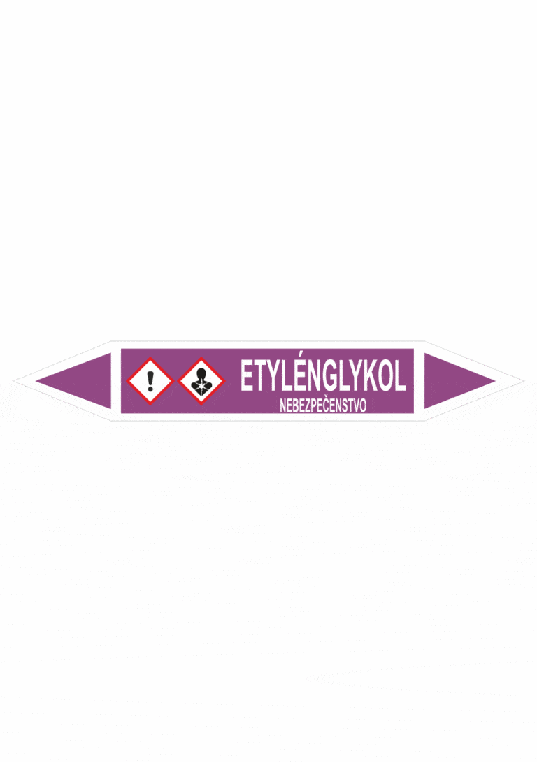 Značenie potrubí - Obojsmerné šípky se symboly: Etylénglykol / Nebezpečenstvo