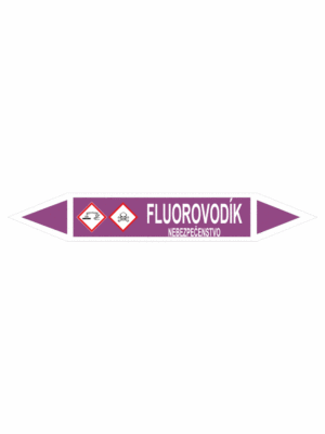 Značenie potrubí - Obojsmerné šípky se symboly: Fluorovodík / Nebezpečenstvo