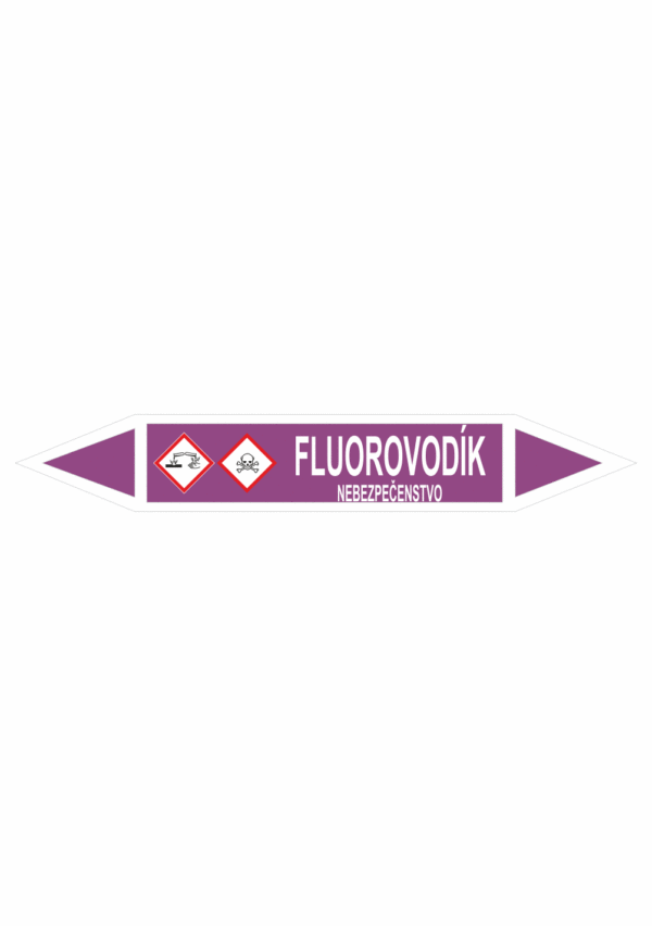 Značenie potrubí - Obojsmerné šípky se symboly: Fluorovodík / Nebezpečenstvo