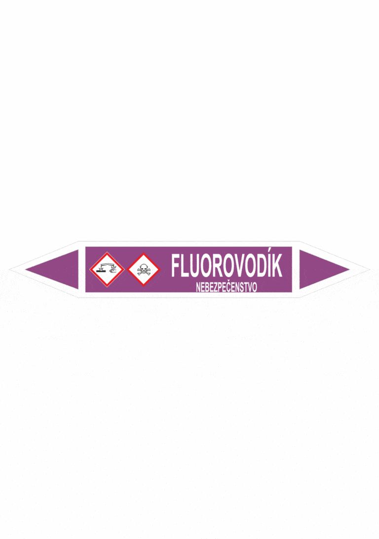 Značenie potrubí - Obojsmerné šípky se symboly: Fluorovodík / Nebezpečenstvo