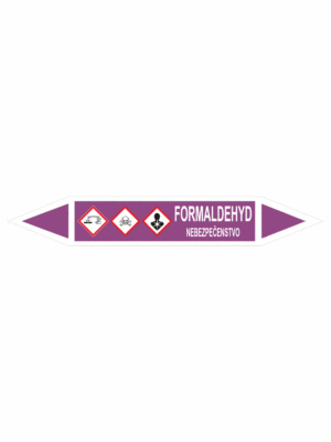 Značenie potrubí - Obojsmerné šípky se symboly: Formaldehyd / Nebezpečenstvo