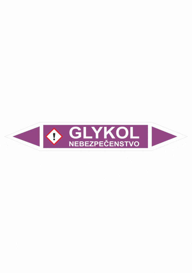 Značenie potrubí - Obojsmerné šípky se symboly: Glykol / Nebezpečenstvo