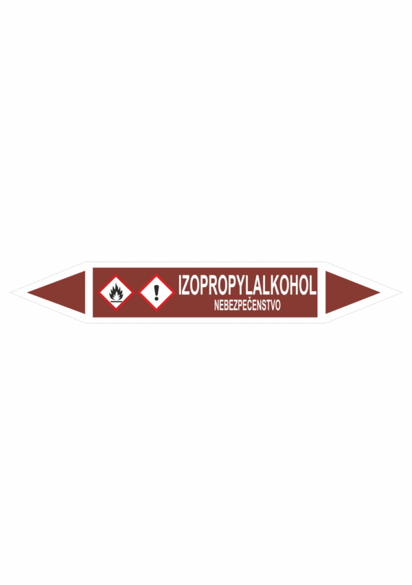 Značenie potrubí - Obojsmerné šípky se symboly: Izopropylalkohol / Nebezpečenstvo