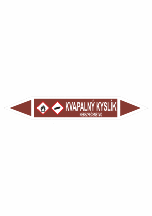 Značenie potrubí - Obojsmerné šípky se symboly: Kvapalný kyslík / Nebezpečenstvo