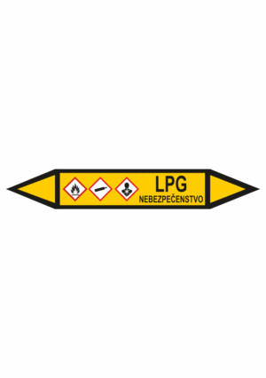 Značenie potrubí - Obojsmerné šípky se symboly: LPG / Nebezpečenstvo