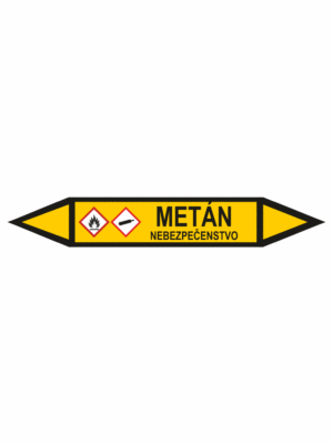 Značenie potrubí - Obojsmerné šípky se symboly: Metán / Nebezpečenstvo
