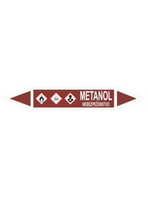 Značenie potrubí - Obojsmerné šípky se symboly: Metanol / Nebezpečenstvo