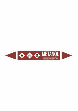 Značenie potrubí - Obojsmerné šípky se symboly: Metanol / Nebezpečenstvo