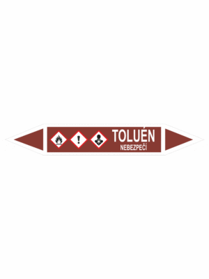 Značenie potrubí - Obojsmerné šípky se symboly: Toluén / Nebezpečenstvo