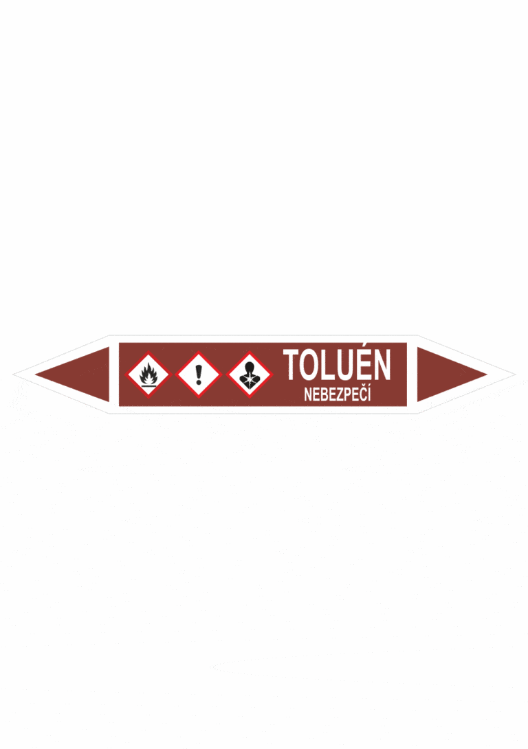 Značenie potrubí - Obojsmerné šípky se symboly: Toluén / Nebezpečenstvo
