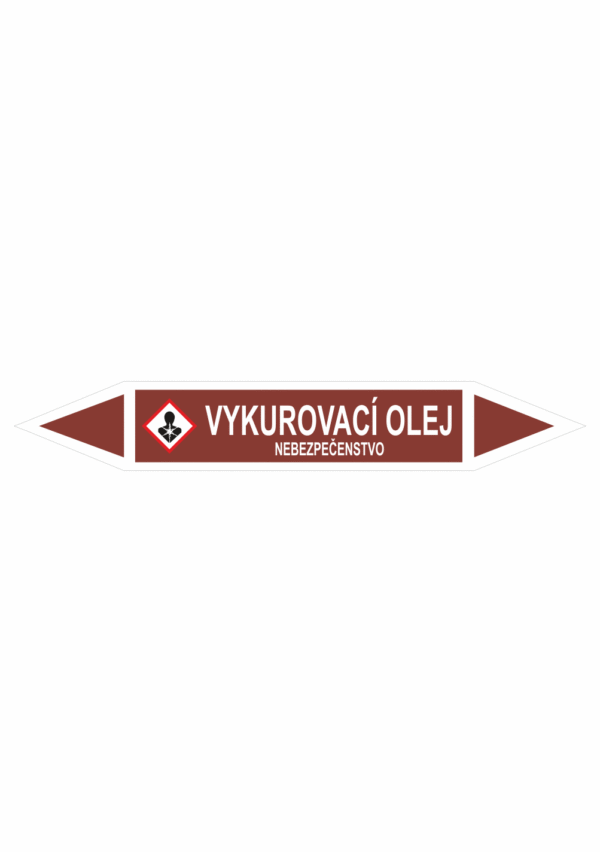 Značenie potrubí - Obojsmerné šípky se symboly: Vykurovací olej / Nebezpečenstvo