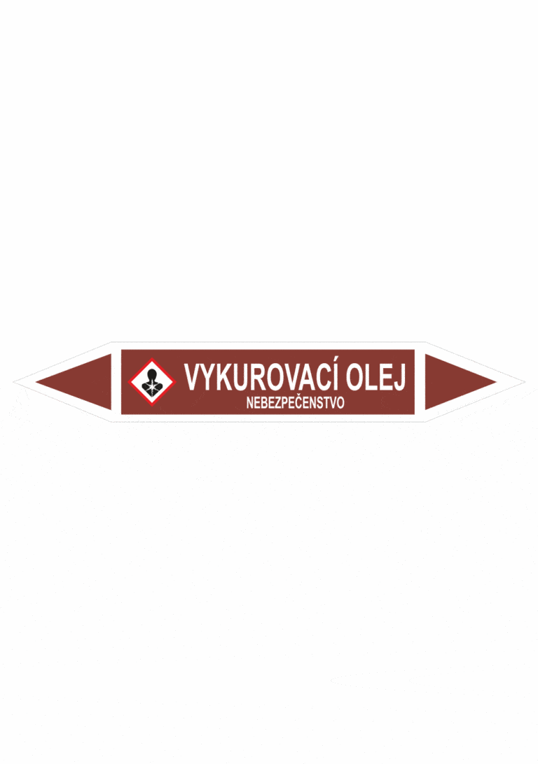 Značenie potrubí - Obojsmerné šípky se symboly: Vykurovací olej / Nebezpečenstvo