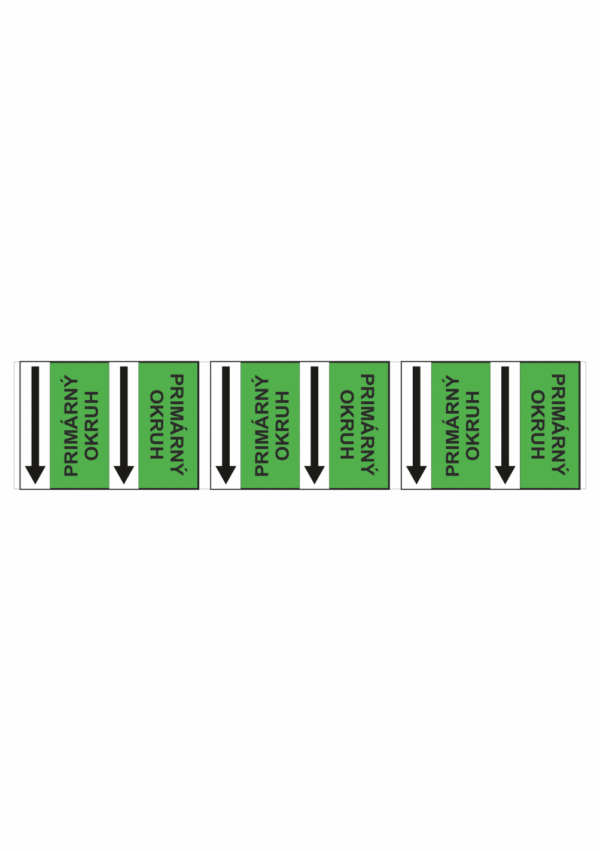 Značenie potrubí - Potrubné pásy smerove s textom: Primarný okruh