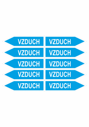 Značenie potrubí - Jednosmerné šípky: Vzduch (Text)