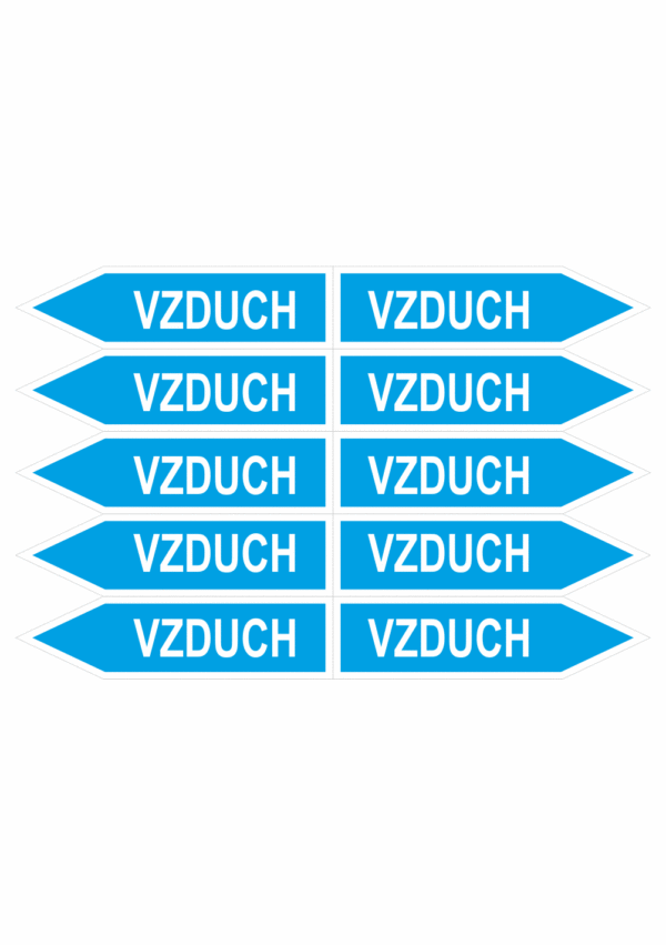 Značenie potrubí - Jednosmerné šípky: Vzduch (Text)