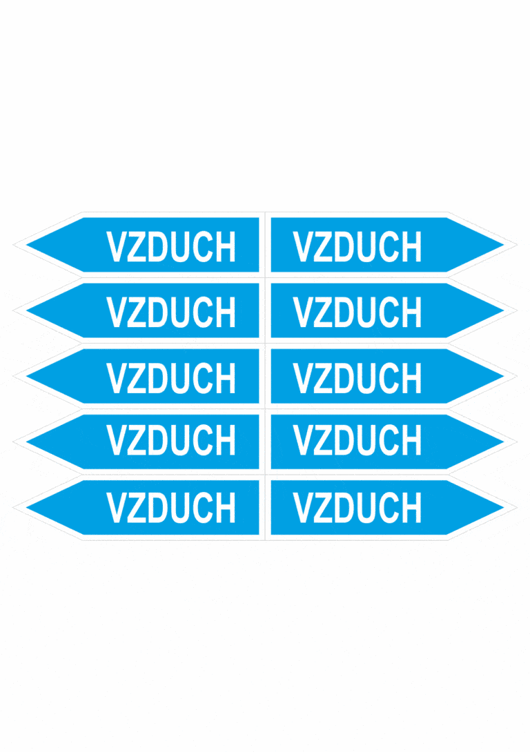 Značenie potrubí - Jednosmerné šípky: Vzduch (Text)