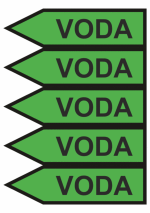 Značenie potrubí - Jednosmerné šípky: Voda, smer vľavo (Text)