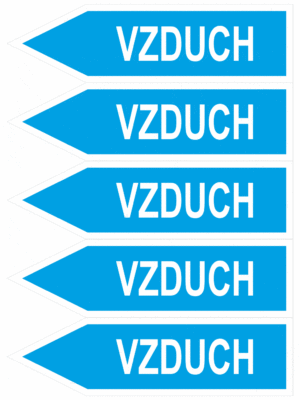 Značenie potrubí - Jednosmerné šípky: Vzduch, smer vľavo (Text)