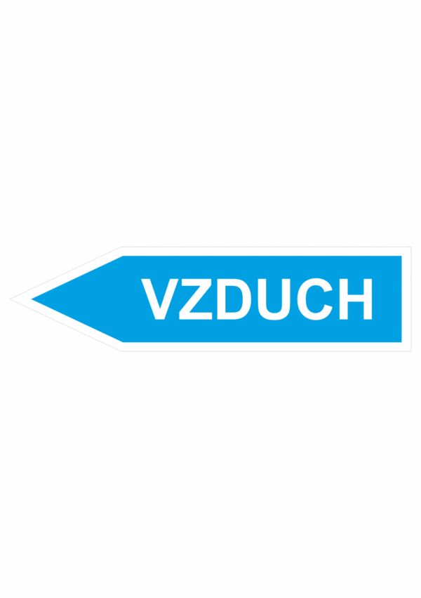 Značenie potrubí - Jednosmerné šípky: Vzduch (Text, velkosť 2,3, smer vľavo)