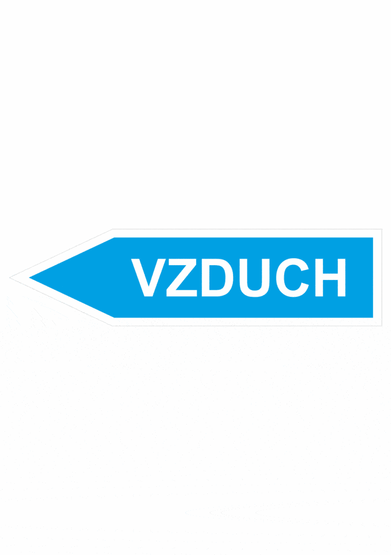 Značenie potrubí - Jednosmerné šípky: Vzduch (Text, velkosť 2,3, smer vľavo)