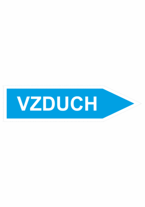 Značenie potrubí - Jednosmerné šípky: Vzduch (Text, velkosť 2,3, smer vpravo)