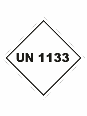 Označenie obalov nebezpečných látok - UN čísla a nápisy: UN 1133 (kosočtverec)