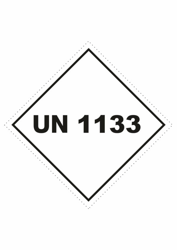 Označenie obalov nebezpečných látok - UN čísla a nápisy: UN 1133 (kosočtverec)