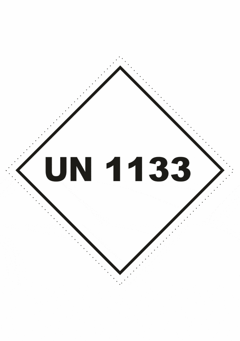 Označenie obalov nebezpečných látok - UN čísla a nápisy: UN 1133 (kosočtverec)