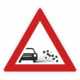 Plechové dopravné značky - Výstražné značenie: Odlietavajúce štrk