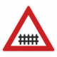 Plechové dopravné značky - Výstražné značenie: Železničné priecestie so závorami