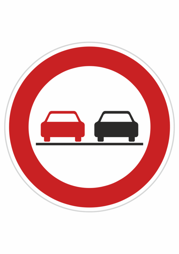 Plechové dopravné značky - Zákazové značenie: Zákaz predbiehania