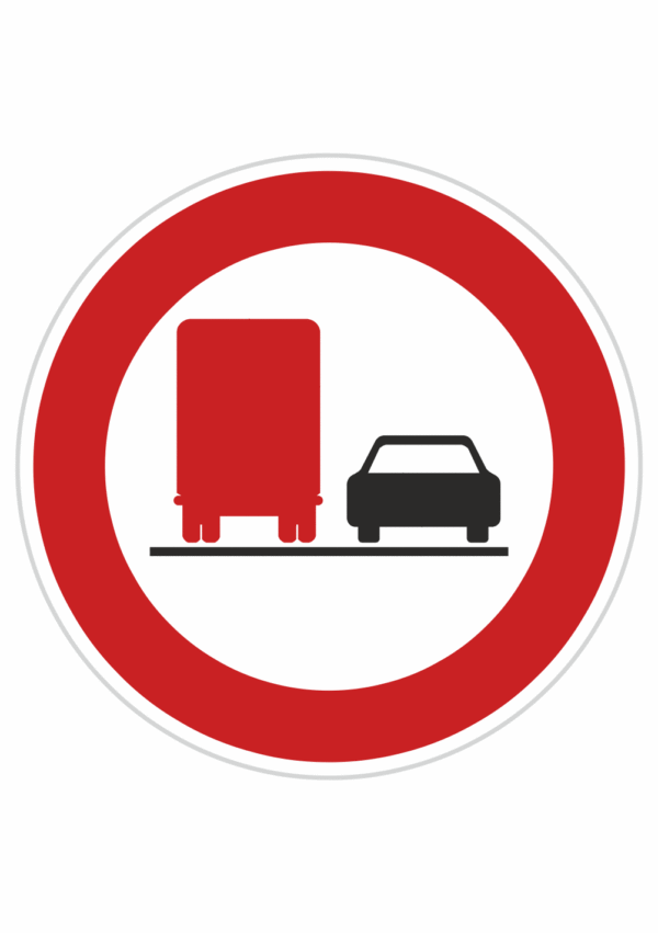 Plechové dopravné značky - Zákazové značenie: Zákaz predchádzania pre nákladné automobily