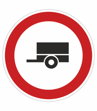 Plechové dopravné značky - Zákazové značenie: Zákaz vjazdu motorových vozidiel s prívesom