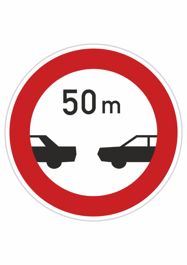 Plechové dopravné značky - Zákazové značenie: Najmenšia vzdialenosť medzi vozidlami