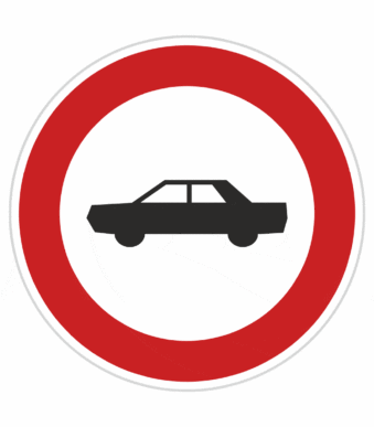 Plechové dopravné značky - Zákazové značenie: Zákaz vjazdu osobných automobilov
