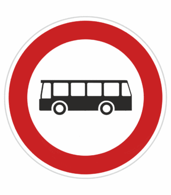 Plechové dopravné značky - Zákazové značenie: Zákaz vjazdu autobusov