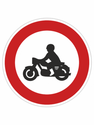 Plechové dopravné značky - Zákazové značenie: Zákaz vjazdu motocyklov