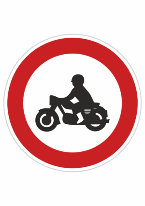 Plechové dopravné značky - Zákazové značenie: Zákaz vjazdu motocyklov