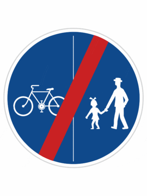 Plechové dopravné značky - Príkazové značenie: Koniec stezky pre chodcov a cyklistov