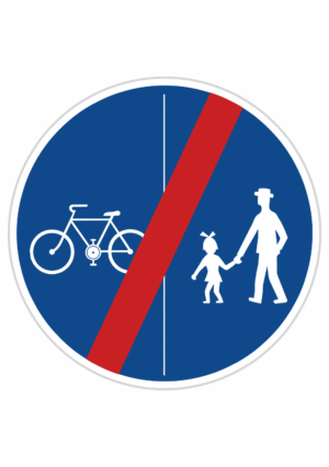 Plechové dopravné značky - Príkazové značenie: Koniec stezky pre chodcov a cyklistov