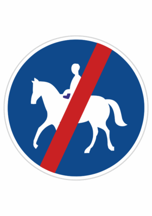 Plechové dopravné značky - Príkazové značenie: Koniec stezky pre jazdca na zvierati