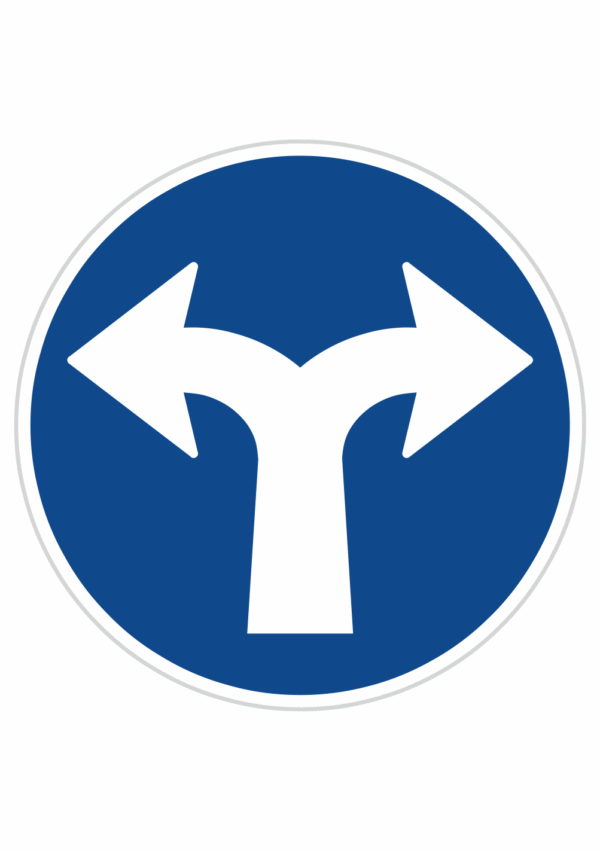 Plechové dopravné značky - Príkazové značenie: Prikázaný smer jazdy vpravo a vľavo